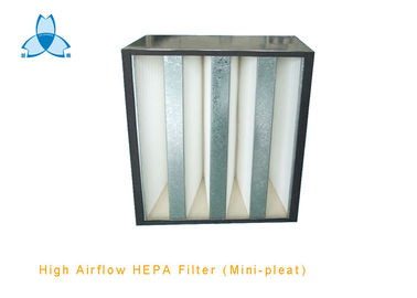 खरीदें V Cell Mini Pleat Air Filter For High Air Flow Air Handling Unit , 99.97% down 0.3 um online manufacture