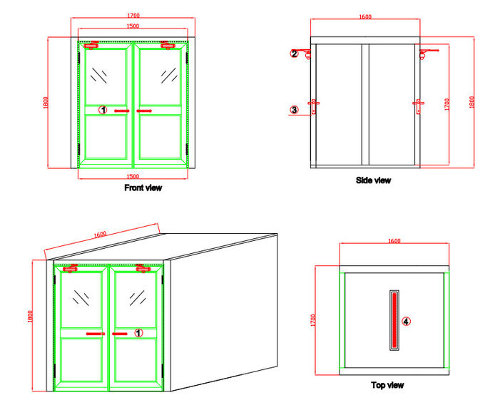 Big Area Dynamic Pass Box , Clean Room Pass Through Window With Double Leaf Swing Doors 1